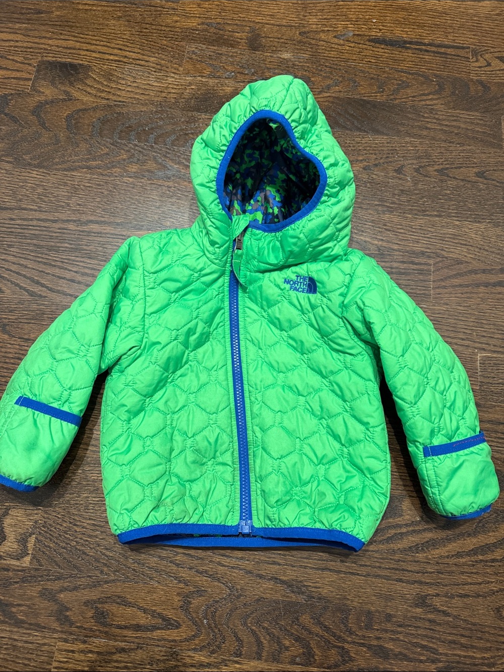 The North Face thermoball reversible Green and blue Puffer Jacket 12-18 months